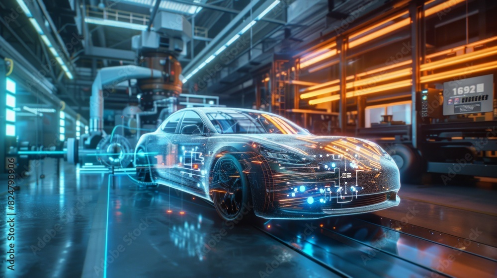 transparent car concept made in 3D graphics
