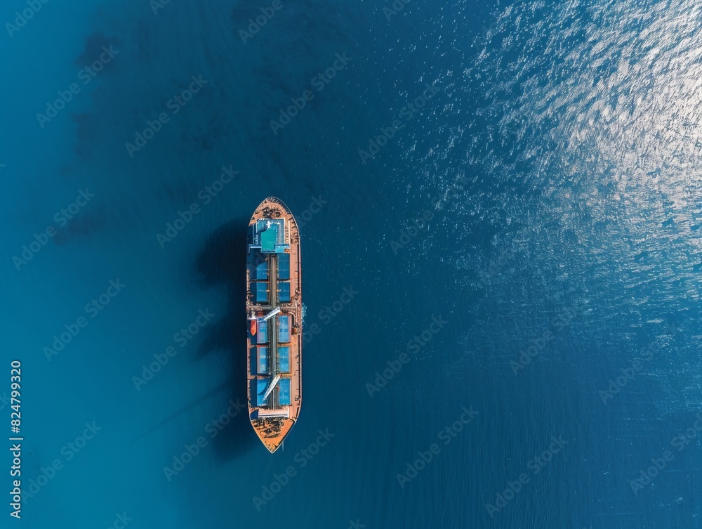 Aegean Sea Spectacle: Massive Industrial Bulk Carrier Tanker from Above in Ultra Wide Panoramic View Aegean Sea Spectacle: Massive Industrial Bulk Carrier Tanker from Above in Ultra Wide Panoramic View