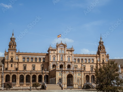 Main building of the Plaza de Espana in Seville, Spain, Andalusia