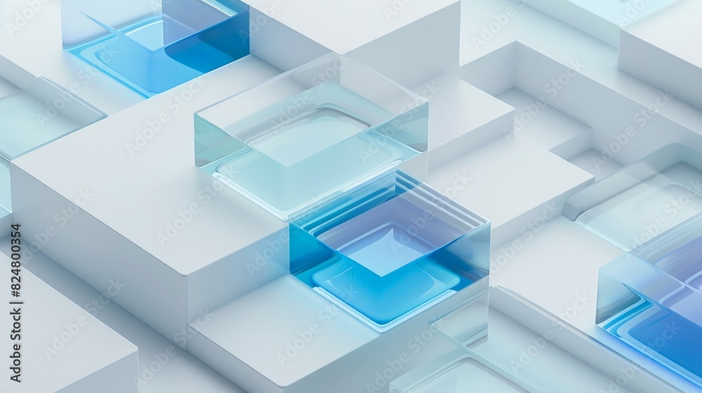 blue glass white background