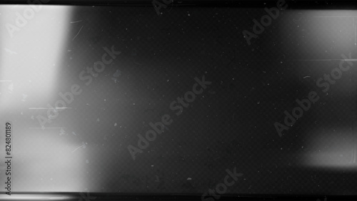 Old film texture with scratches, noise and light leaks. Realistic transparent overlay film texture in black-white, dust and grain. Distressed retro movie or photo negative effect of cinema nostalgia