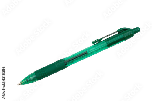 Green business ballpoint pen with clipping path