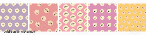 Five surface patterns, plain objects. For wrapping paper, textile, branding, backdrop design.