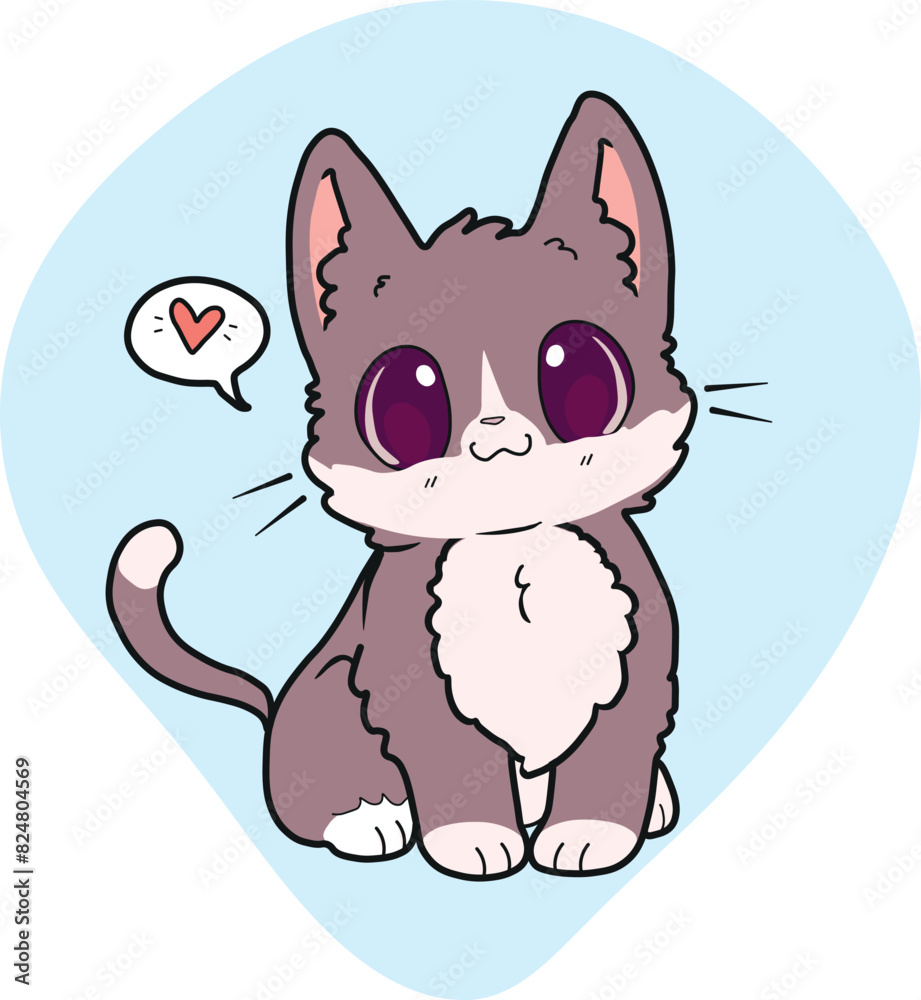 Vector image of a cheerful, cute, funny cat sitting. Vector image of a cheerful, cute, funny cat sitting.