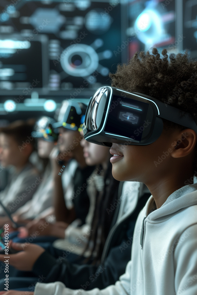 ducator and Trainer of the Future: A futuristic educator using virtual reality and AI-driven personalized learning tools to teach a diverse group of students in a high-tech classroom ducator and Trainer of the Future: A futuristic educator using virtual reality and AI-driven personalized learning tools to teach a diverse group of students in a high-tech classroom