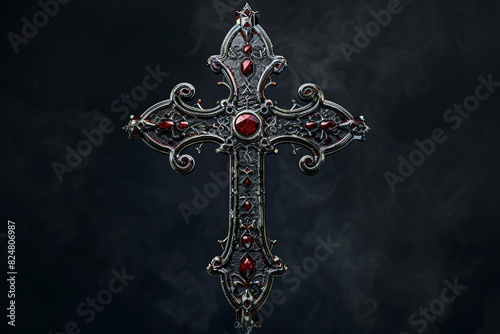 a cross with red gems