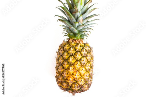 Pineapple top view. White background