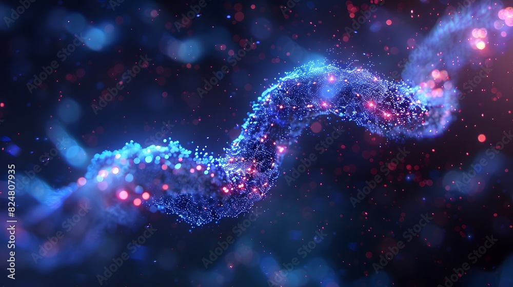 DNA helix structure, 3D design, made of particles, particle sizes, diagonal composition,holographic image DNA helix structure, 3D design, made of particles, particle sizes, diagonal composition,holographic image