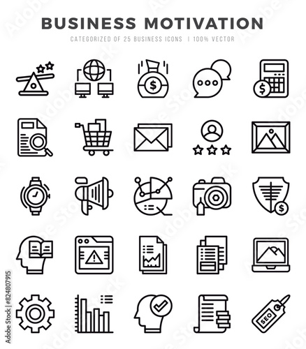 Business Motivation Lineal icons. Vector Lineal illustration.