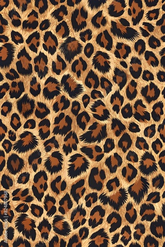 Stunning Realistic Leopard Print Illustration – Perfect for Textiles, Fashion, and Interior Design, Animal Skin Pattern Texture Background