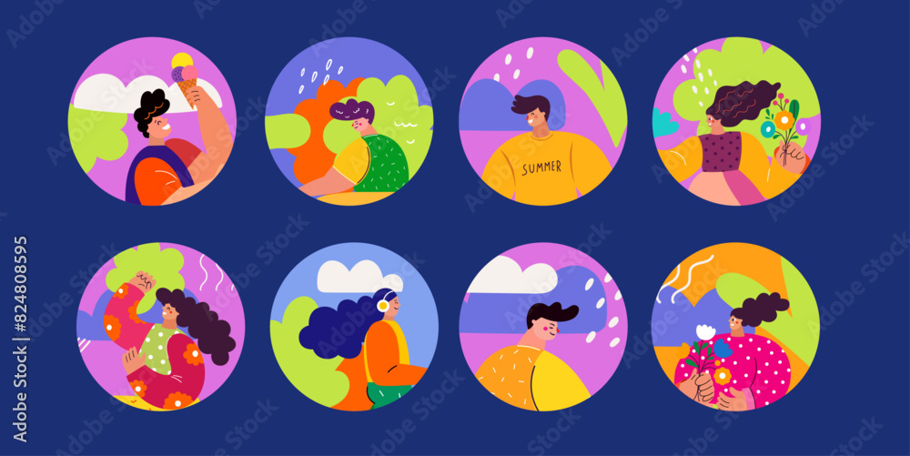 People portraits. Vector characters design. Icons and stickers design People portraits. Vector characters design. Icons and stickers design