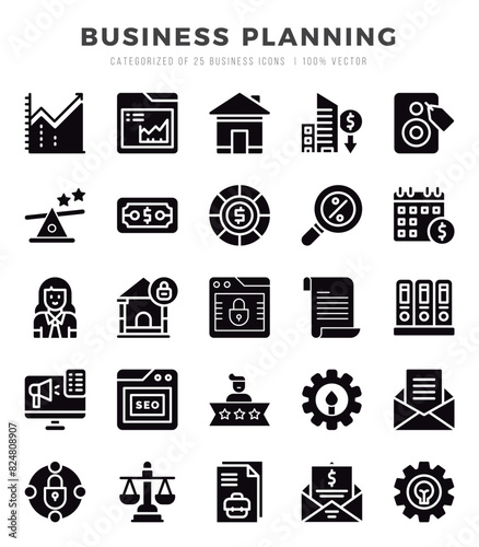 Business Planning icons set. Vector illustration.