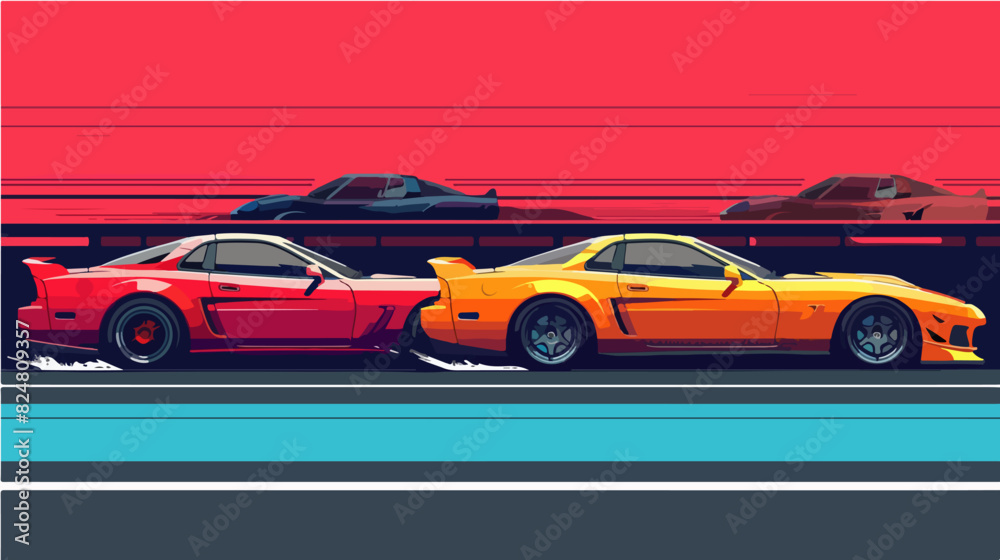 Sports cars. Street racing. Illegal racing. Sports cars. Street racing. Illegal racing.