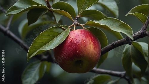 A fresh kei apple on the branch photo