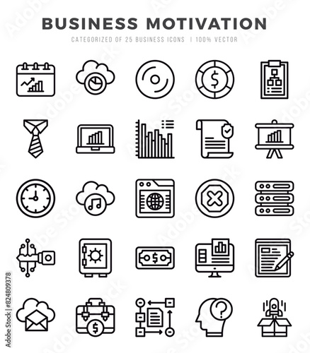 Business Motivation Icons bundle. Lineal style Icons. Vector illustration.