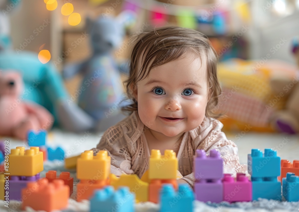 Children playing with building blocks Children playing with building blocks