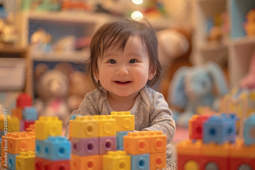 Children playing with building blocks Children playing with building blocks