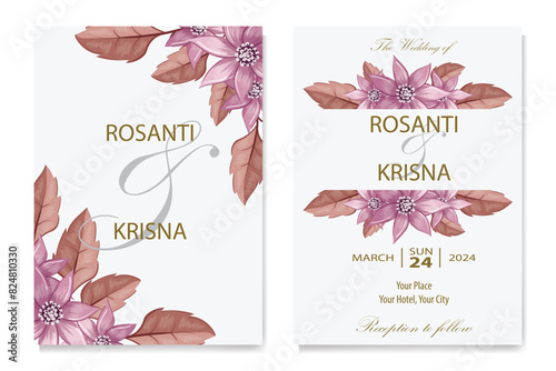 Decorative floral foliage ornamentation for wedding invitations infuses your stationery with natural elegance, evoking the romance and beauty of blooming gardens.