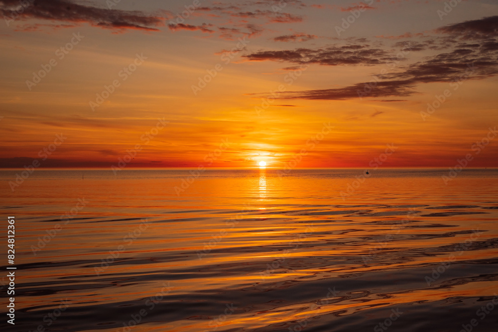 Fototapeta premium Sunset on baltic sea at spring