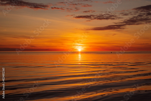 Fototapeta Naklejka Na Ścianę i Meble -  Sunset on baltic sea at spring