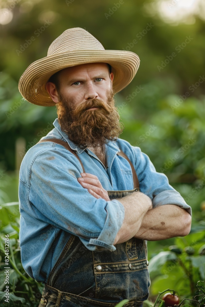 Fototapeta premium man with vegetables. Selective focus