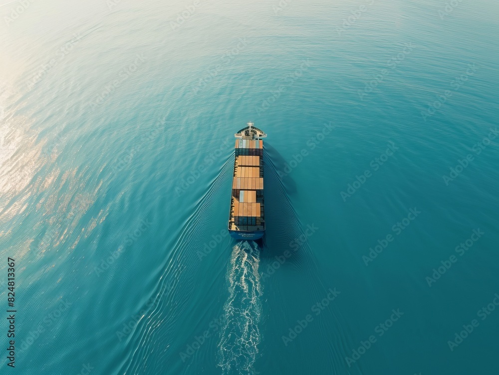 Tranquil Seas: The Graceful Journey of a Laden Cargo Vessel from Above Tranquil Seas: The Graceful Journey of a Laden Cargo Vessel from Above