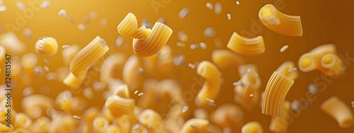 macaroni is falling. Selective focus photo