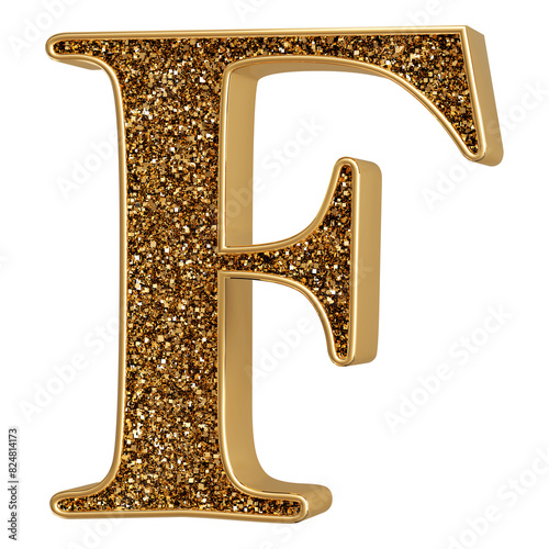Obraz na płótnie 3d font gold glitter letter F