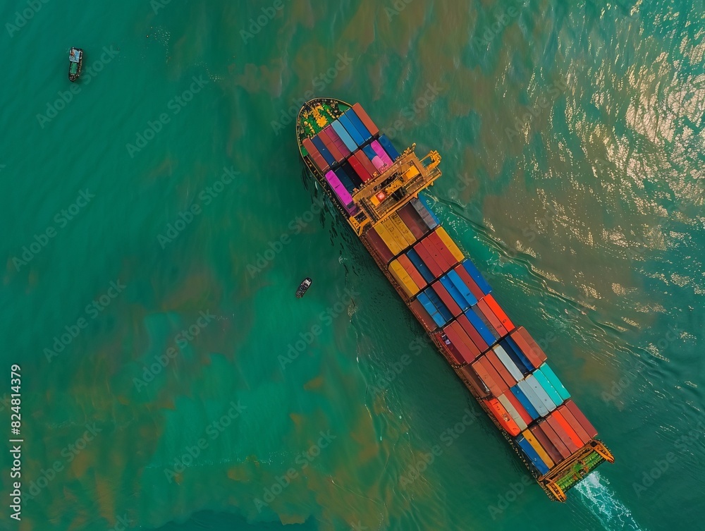 Thailand Harbor: A Bird's Eye View of Cargo Ship and Containers