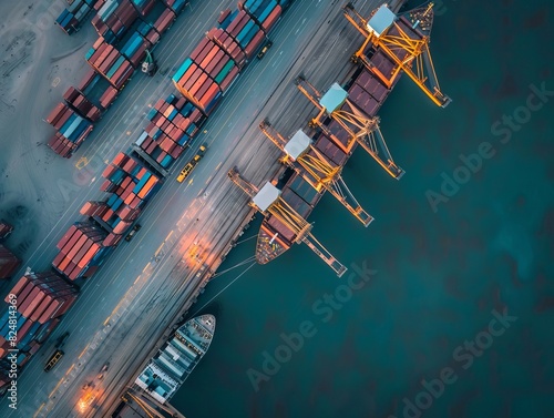 Global Trade Hub: An Aerial Perspective of a Bustling Business Port