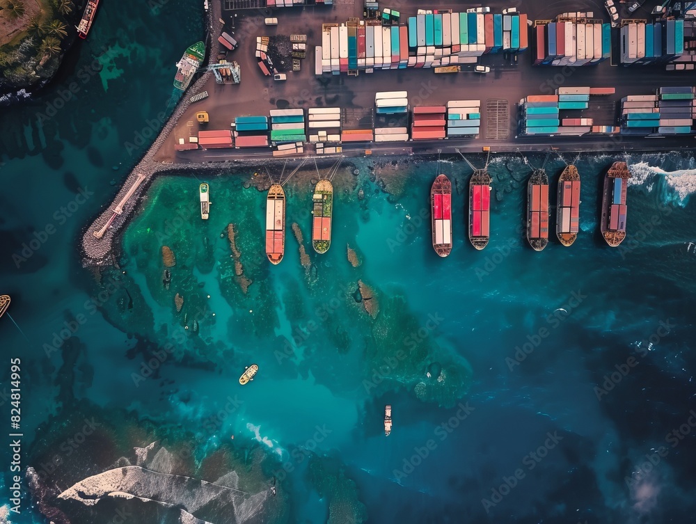 Above the Docks: Aerial Perspective of Shipping Activity at Reunion Island Harbor - AR 4:3
