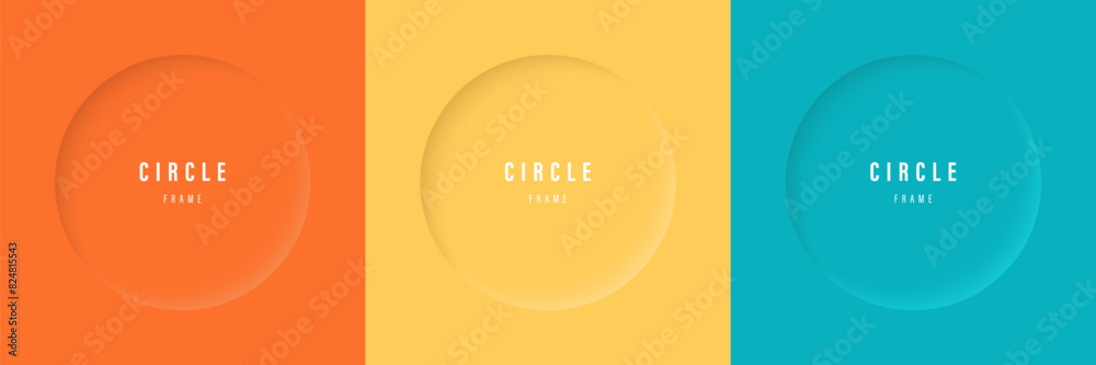 A set of round 3D frames in orange, yellow and blue tones. A set of round 3D frames in orange, yellow and blue tones.