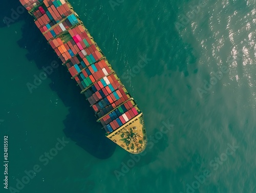 Oceanic Perspectives: A Glimpse of a Container Cargo Ship from Above