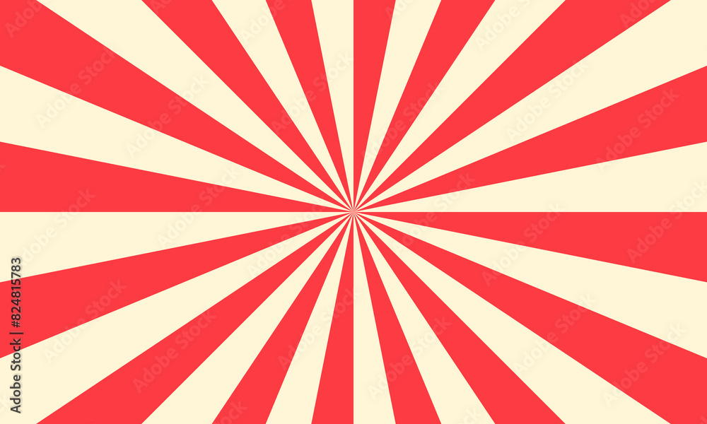 Fototapeta premium Red Rays Background. Dynamic Comic Backdrop Collection. Circus Abstract Colorful Frame.