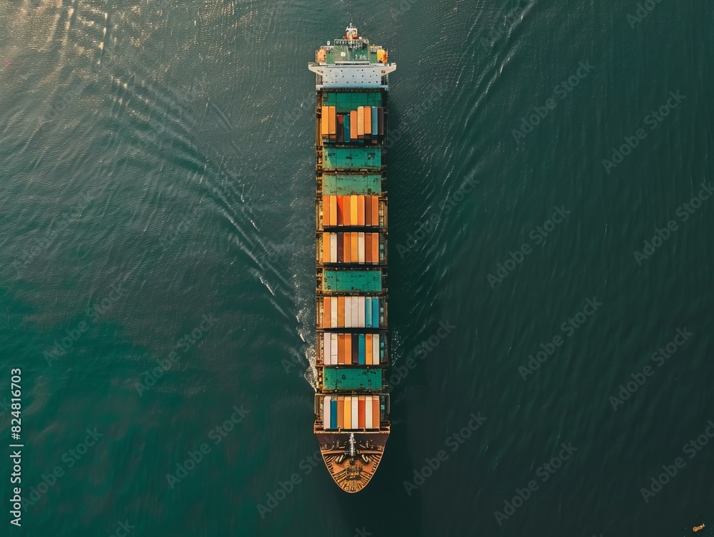 Shipping Across the Seas: A Bird's Eye View of Cargo Containers on a Freight Ship