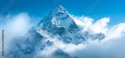 mountain peak partially hidden by clouds, symbolizing the fainting effect on an individual's gaze when they look directly into their eyes photo
