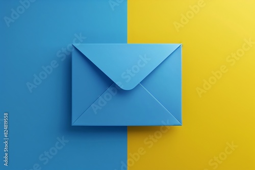 a blue envelope on a yellow and blue background photo