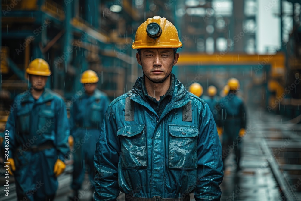 Workers in the mechanical factory Workers in the mechanical factory