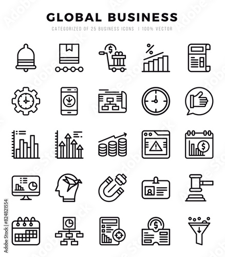 icons set. Global Business for web. app. vector illustration.