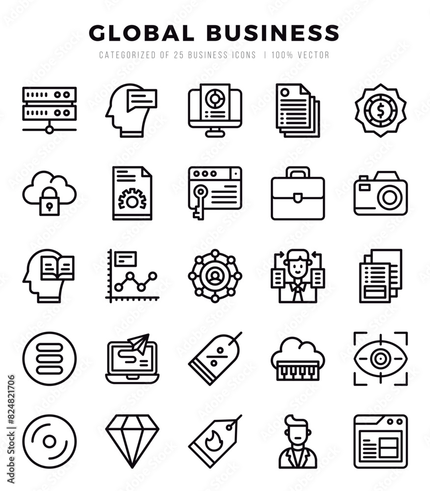 Global Business Lineal icons. Vector Lineal illustration. Global Business Lineal icons. Vector Lineal illustration.