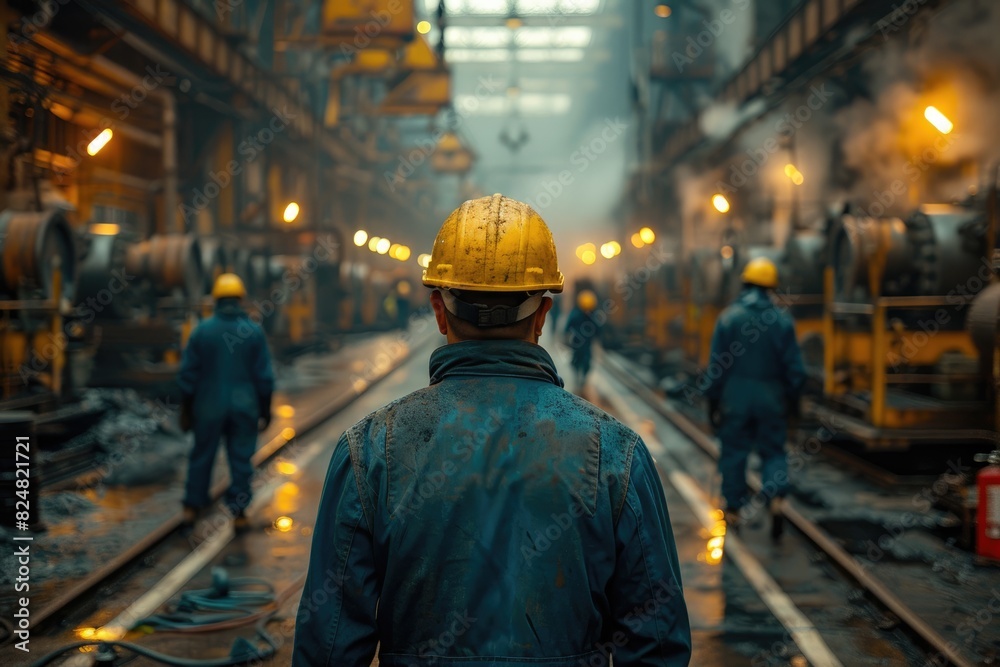Workers in the mechanical factory Workers in the mechanical factory