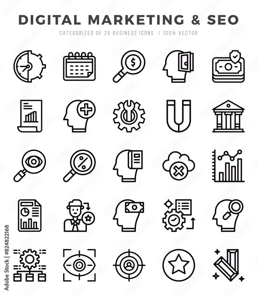 Digital Marketing & SEO Icons bundle. Lineal style Icons. Vector illustration. Digital Marketing & SEO Icons bundle. Lineal style Icons. Vector illustration.