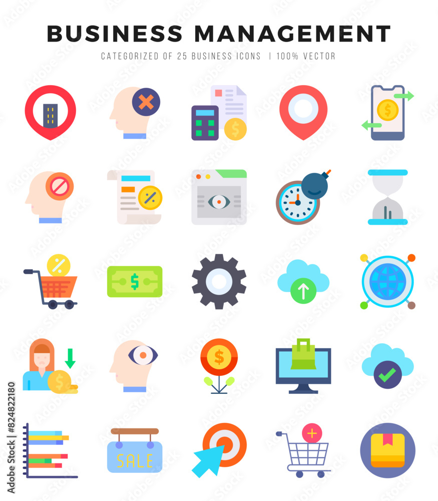 Set of Flat Business Management Icons. Flat art icon. Vector illustration Set of Flat Business Management Icons. Flat art icon. Vector illustration