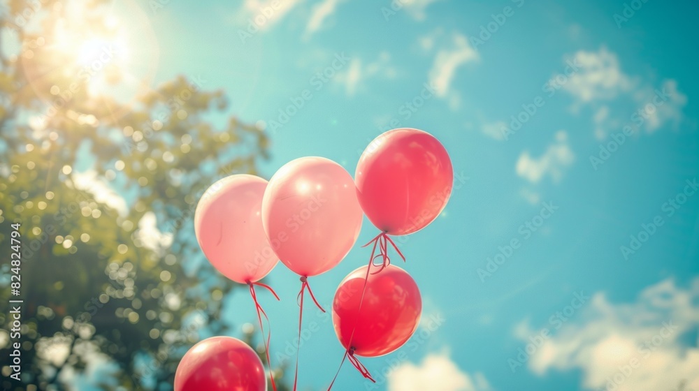 red balloons background blue sky, sunny day, spring, summer
red balloons background blue sky, sunny day, spring, summer