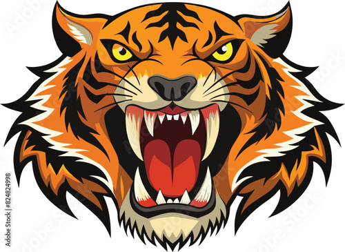 Close-up of a roaring tiger