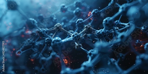 molecules for energy storage, blue background photo