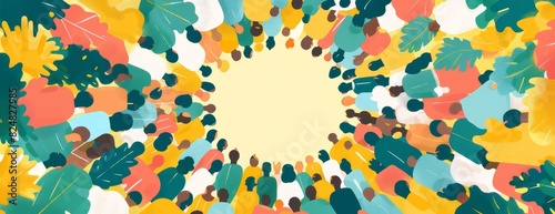 A diverse group of people come together to form a circle, each person representing a different culture or background