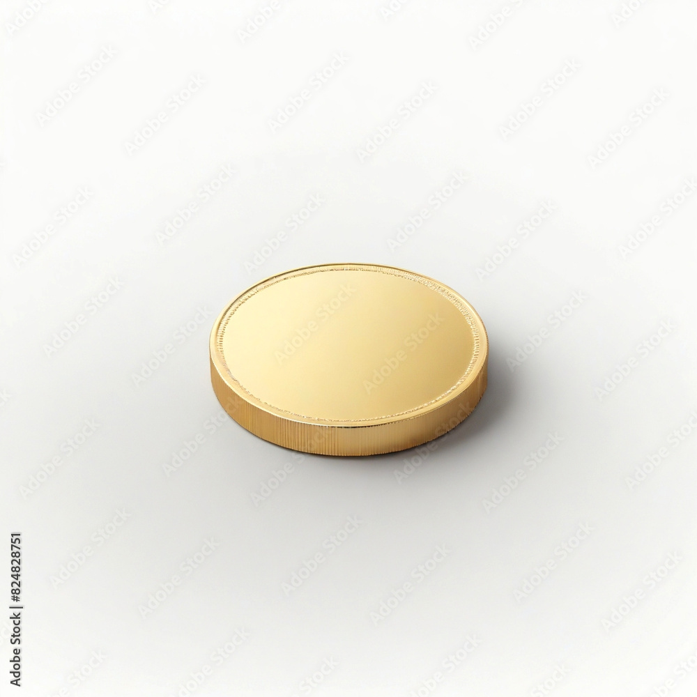 Blank gold round coin mockup on white background Blank gold round coin mockup on white background