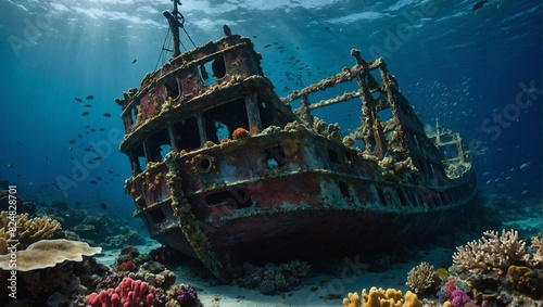 dramatic depiction of a sunken ship
