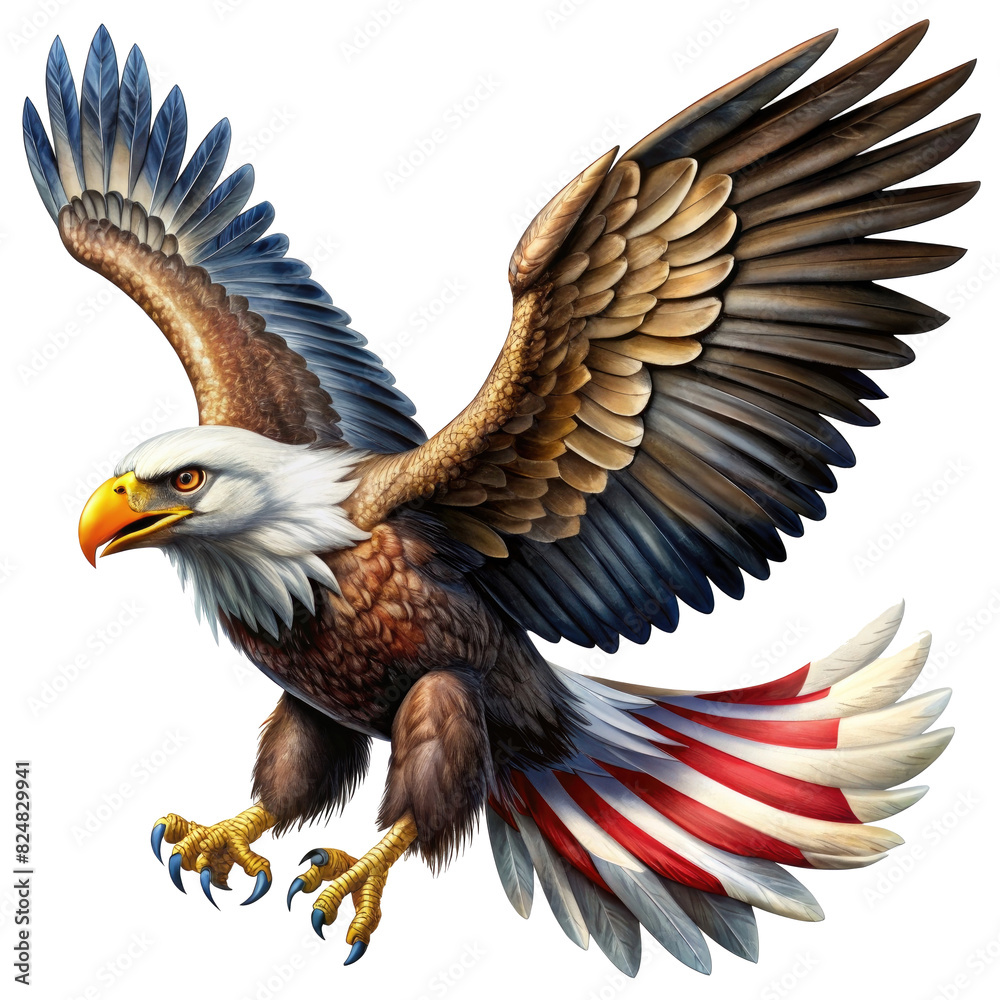 Obraz premium American bald eagle, symbol of the united states of america isolated on transparent background